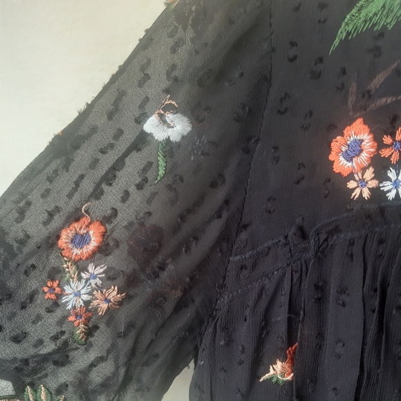 Zara Women Embroidered Dotted mesh Dress - Picture 13 of 13